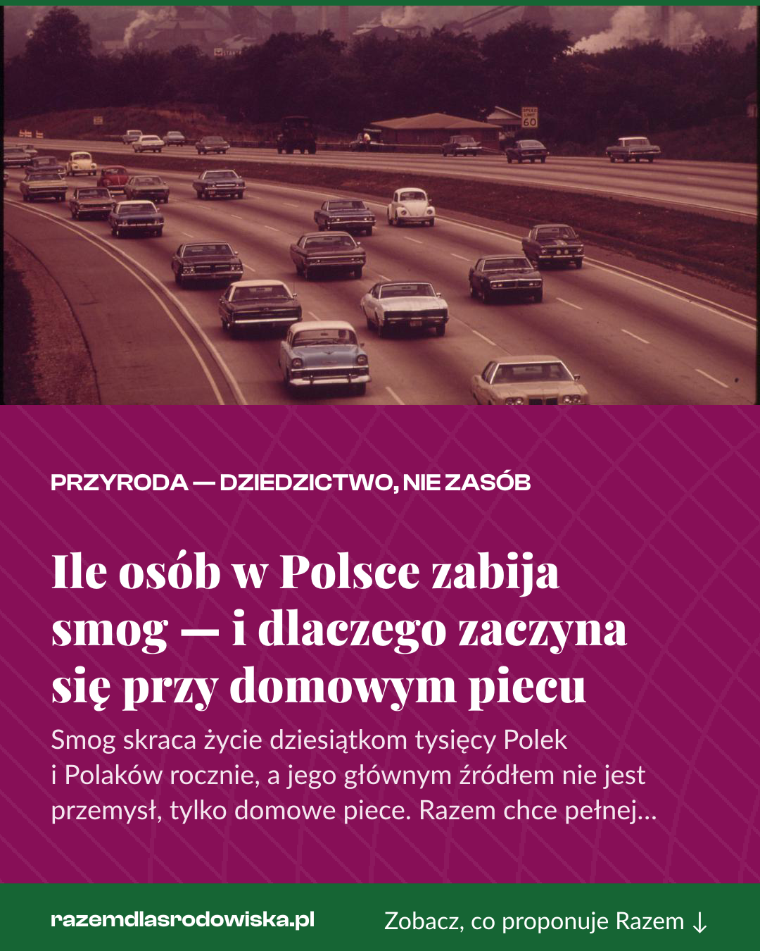 Grafika pionowa do udostępnienia: Ile osób w Polsce zabija smog — i dlaczego zaczyna się przy domowym piecu