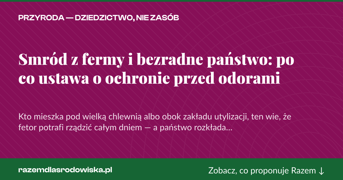 Karta social do udostępnienia: Smród z fermy i bezradne państwo: po co ustawa o ochronie przed odorami