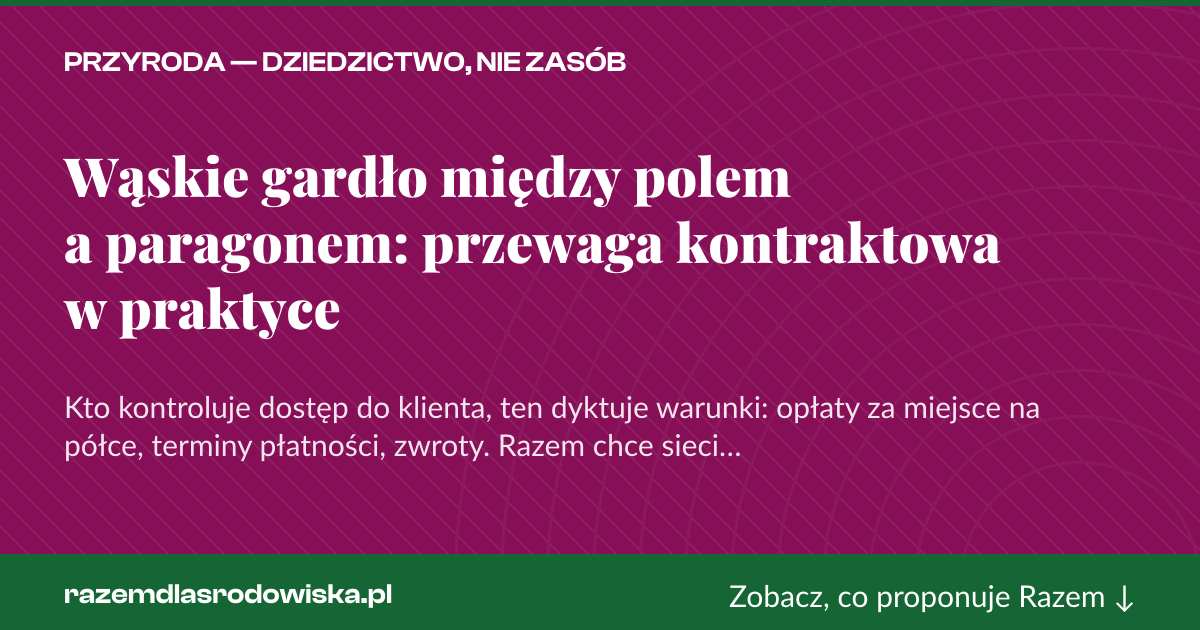 Karta social do udostępnienia: Wąskie gardło między polem a paragonem: przewaga kontraktowa w praktyce