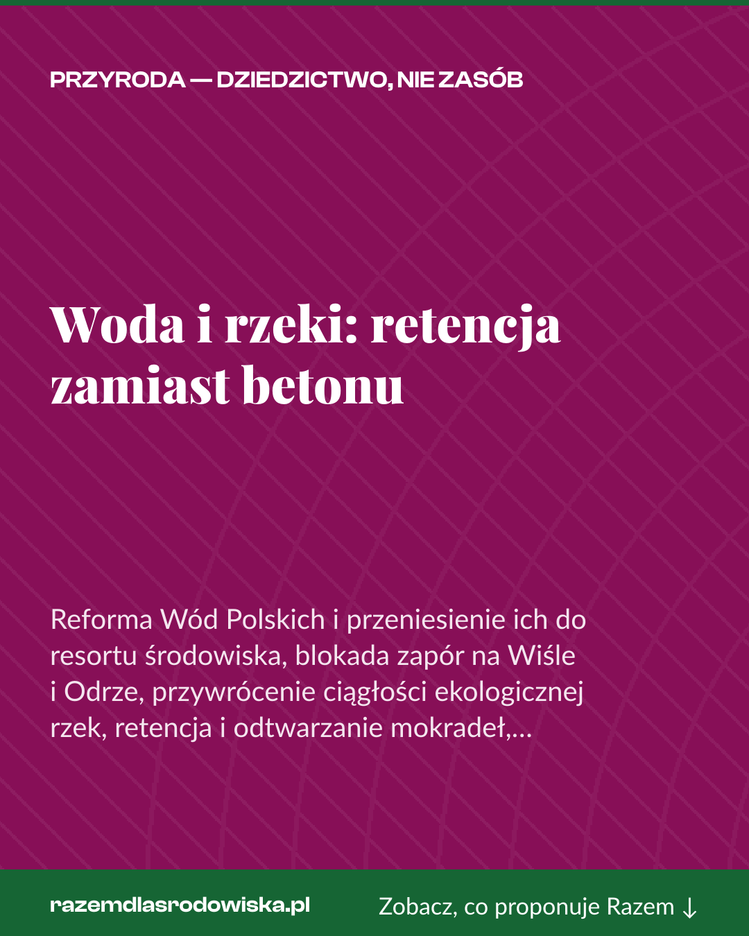 Grafika pionowa do udostępnienia: Woda i rzeki: retencja zamiast betonu