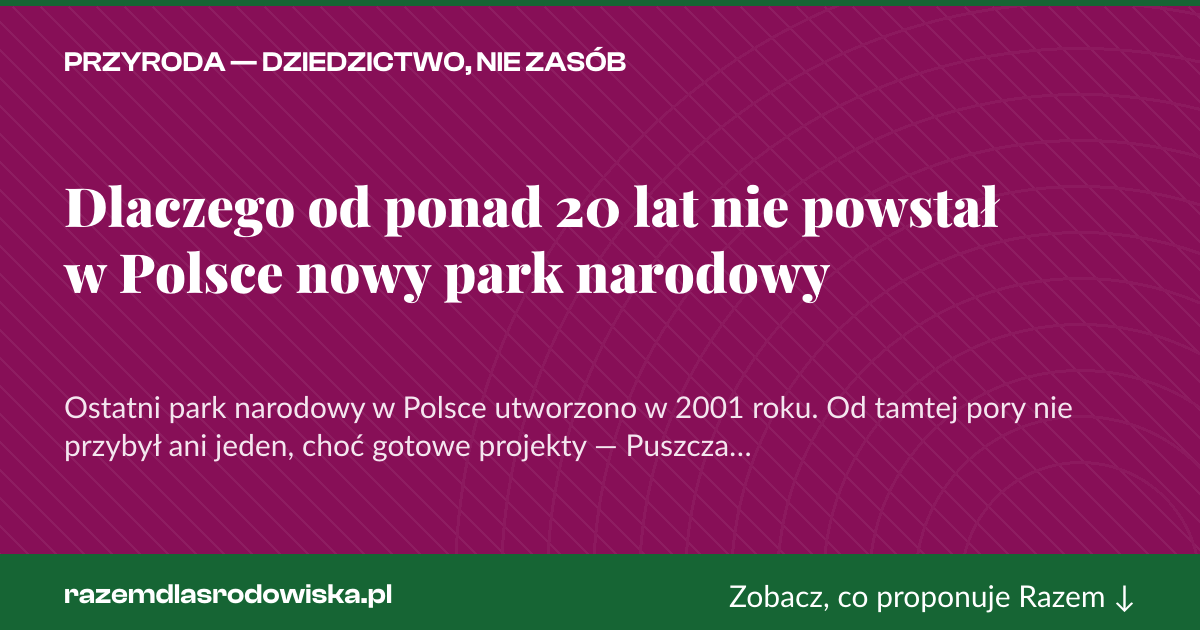 Karta social do udostępnienia: Dlaczego od ponad 20 lat nie powstał w Polsce nowy park narodowy
