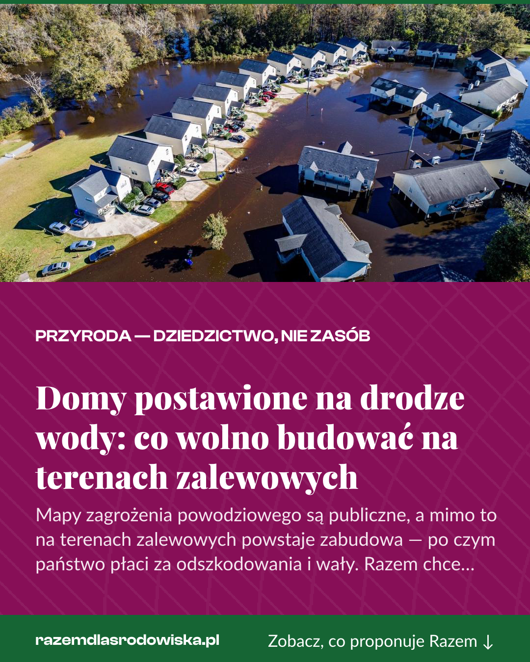 Grafika pionowa do udostępnienia: Domy postawione na drodze wody: co wolno budować na terenach zalewowych