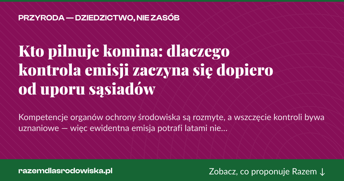 Karta social do udostępnienia: Kto pilnuje komina: dlaczego kontrola emisji zaczyna się dopiero od uporu sąsiadów